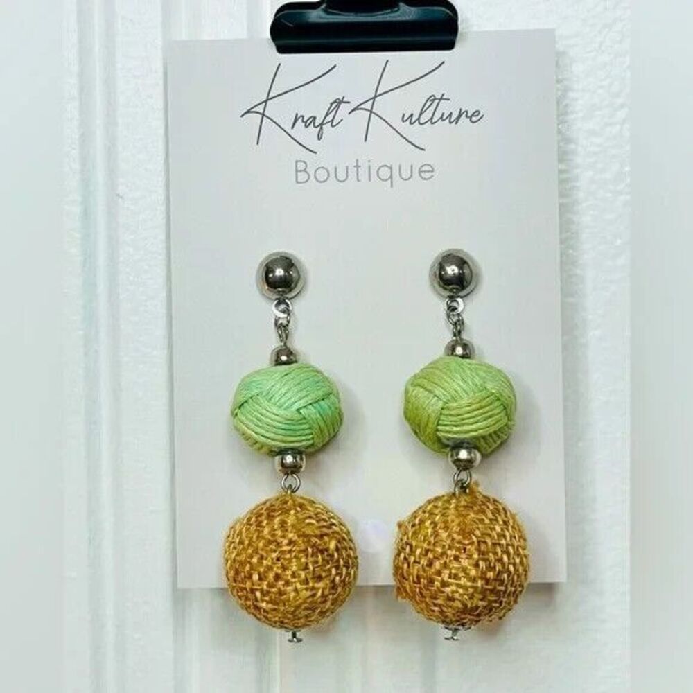 Silver Tone Double Sphere Drop Down Earrings NWT